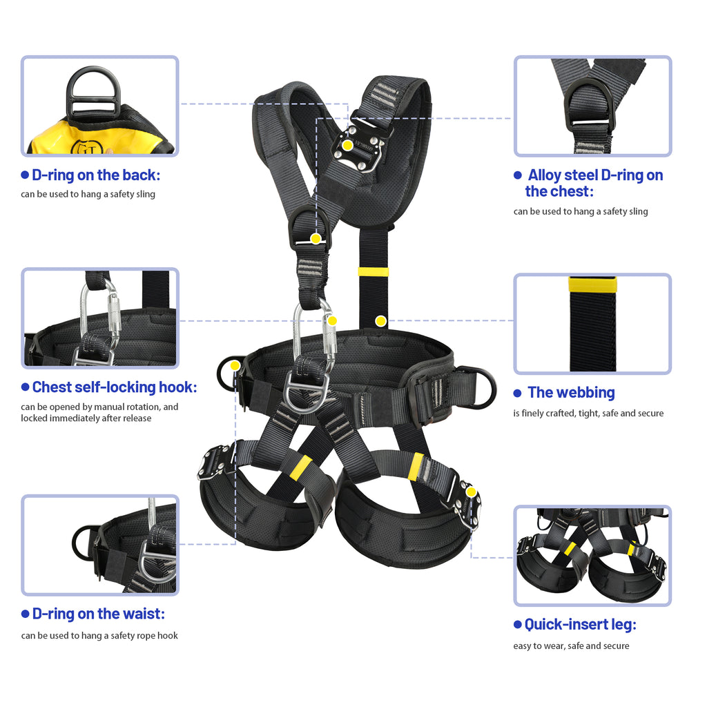 Full Body Climbing Harness Can Be Inverted Thicken Widen Protect Waist Safety Harness Tree Work Rock Climbing Mountaineering Rescuing Work at Height