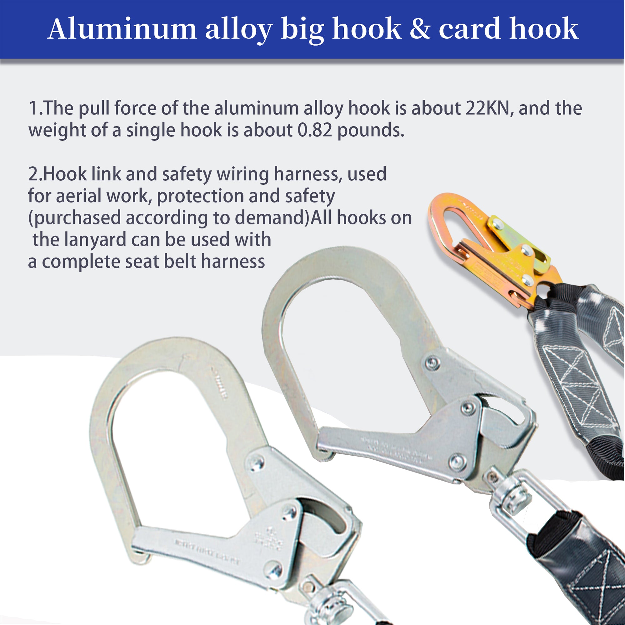 6ft Twin Leg Energy Absorbing Lanyards for Fall Protection, Fall Arrest Safety Lanyards