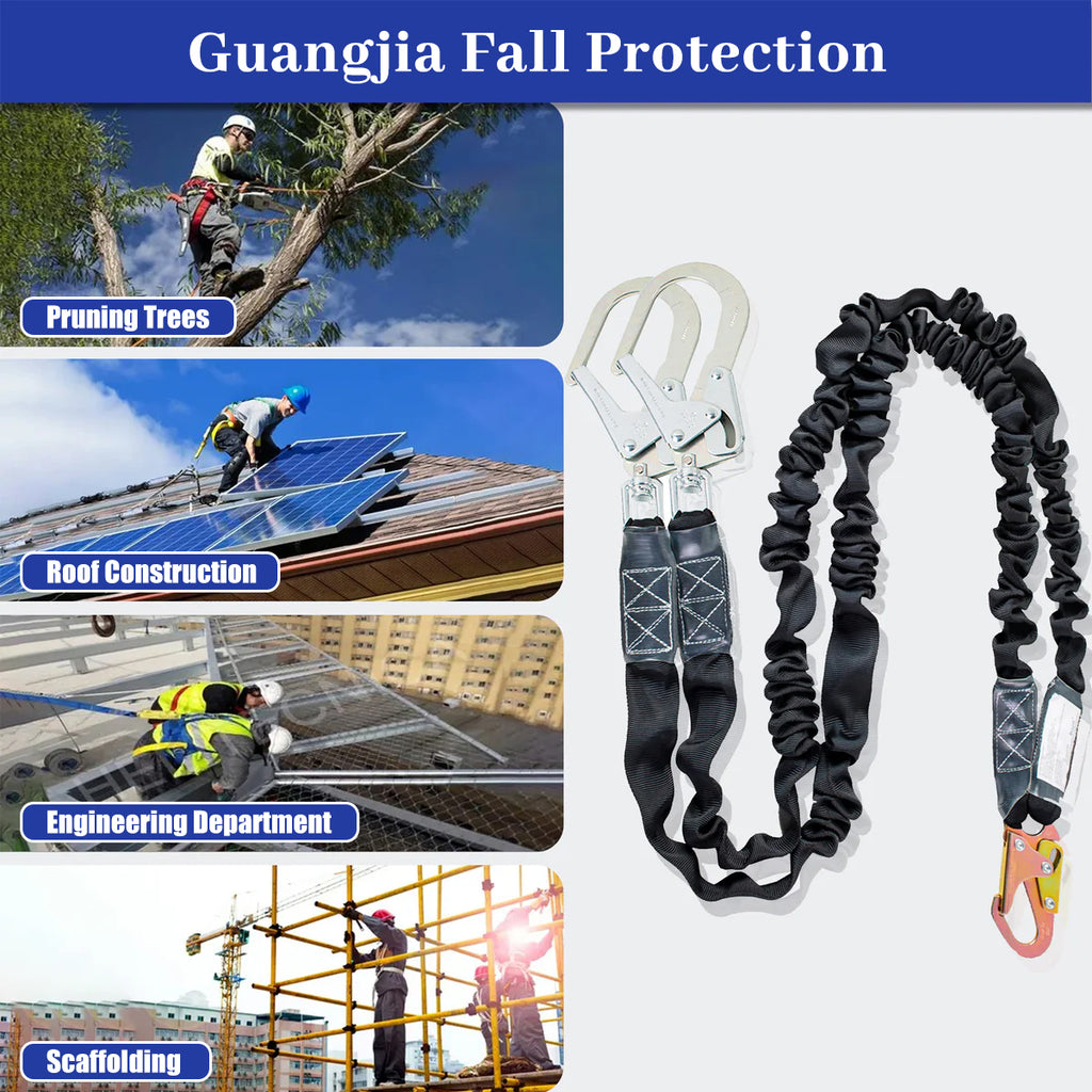 6ft Twin Leg Energy Absorbing Lanyards for Fall Protection, Fall Arrest Safety Lanyards