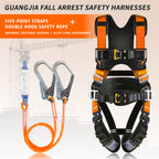 Safety Harness Fall Protection Kit with Shock Absorbing Lanyard, Full Body Working Harness with Safety Straps and Upgraded Quick Buckles (Orange)
