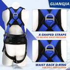 Safety Harness Fall Protection Kit with Shock Absorbing Lanyard & Suspension Trauma Safety Straps Upgrade Quick Buckles, Roofing Harness Construction Harness
