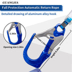 6ft Self Retracting Lifeline Retractable Fall Arrest Construction Roofing/Fall Protection Retractable Safety Lanyard External Shock Absorber Fall Arrest Safety