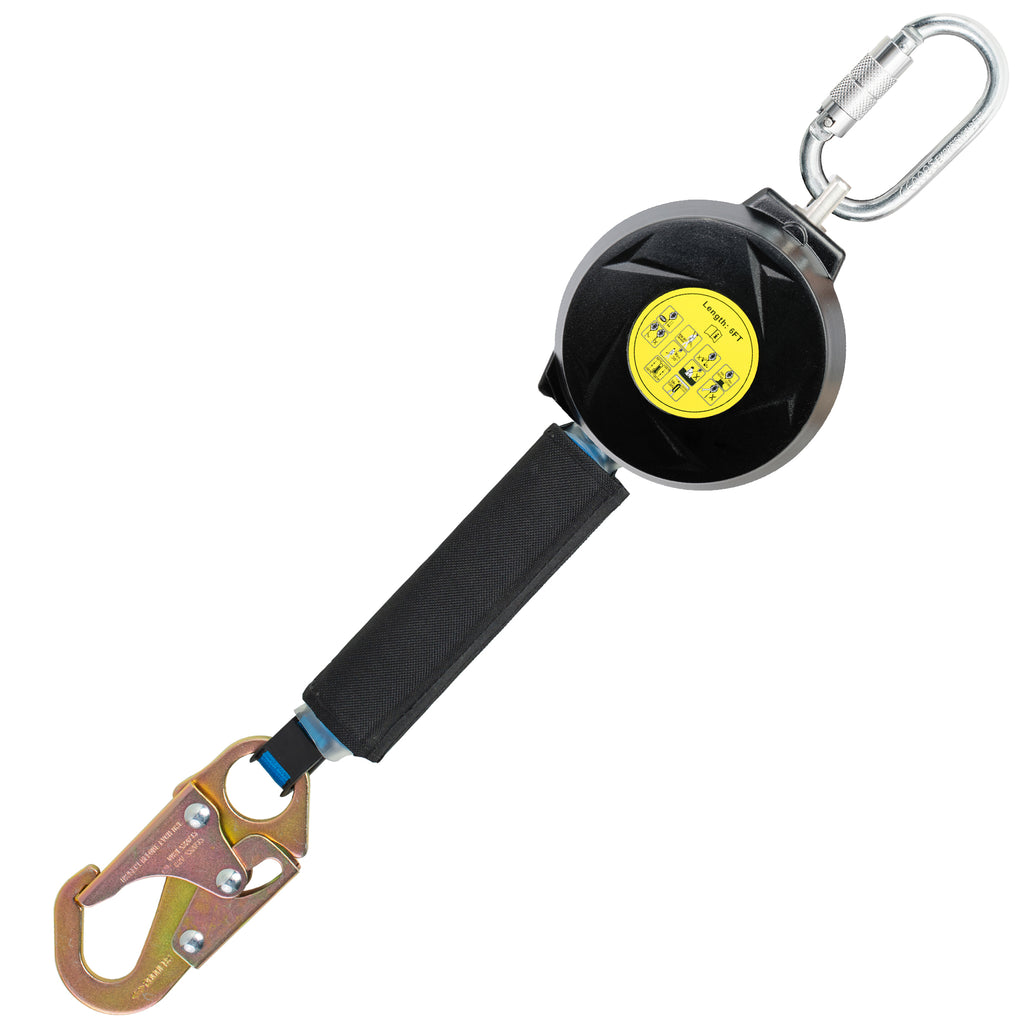 Fall Protection Self Retracting Lifeline, 6/11 ft Retractable Safety Lanyard, Fall Arrest Protection ANSI Self Retractable Lifeline