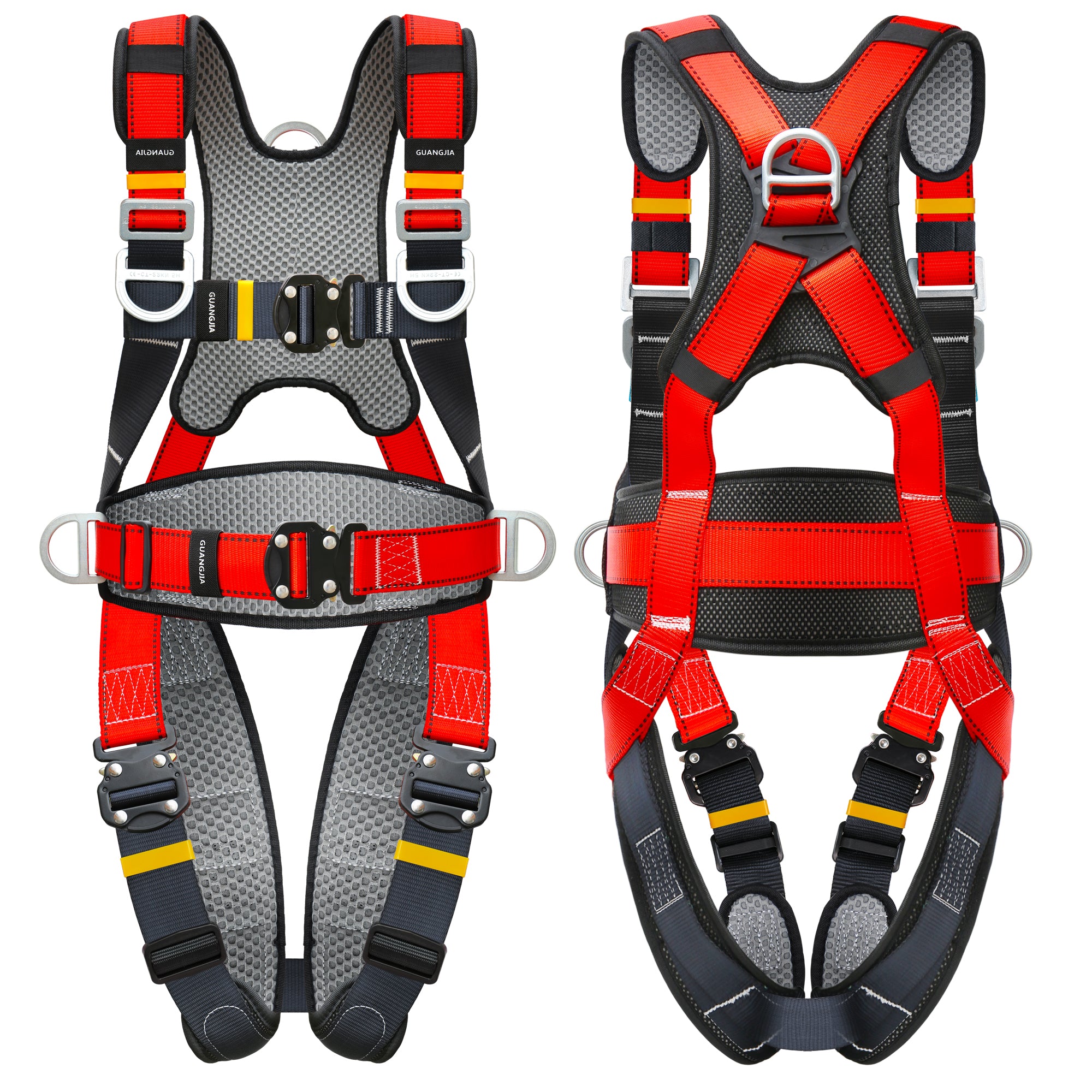 Safety Harness Fall Protection Kit with Shock Absorbing Lanyard & Suspension Trauma Safety Straps Upgrade Quick Buckles, Roofing Harness Construction Harness