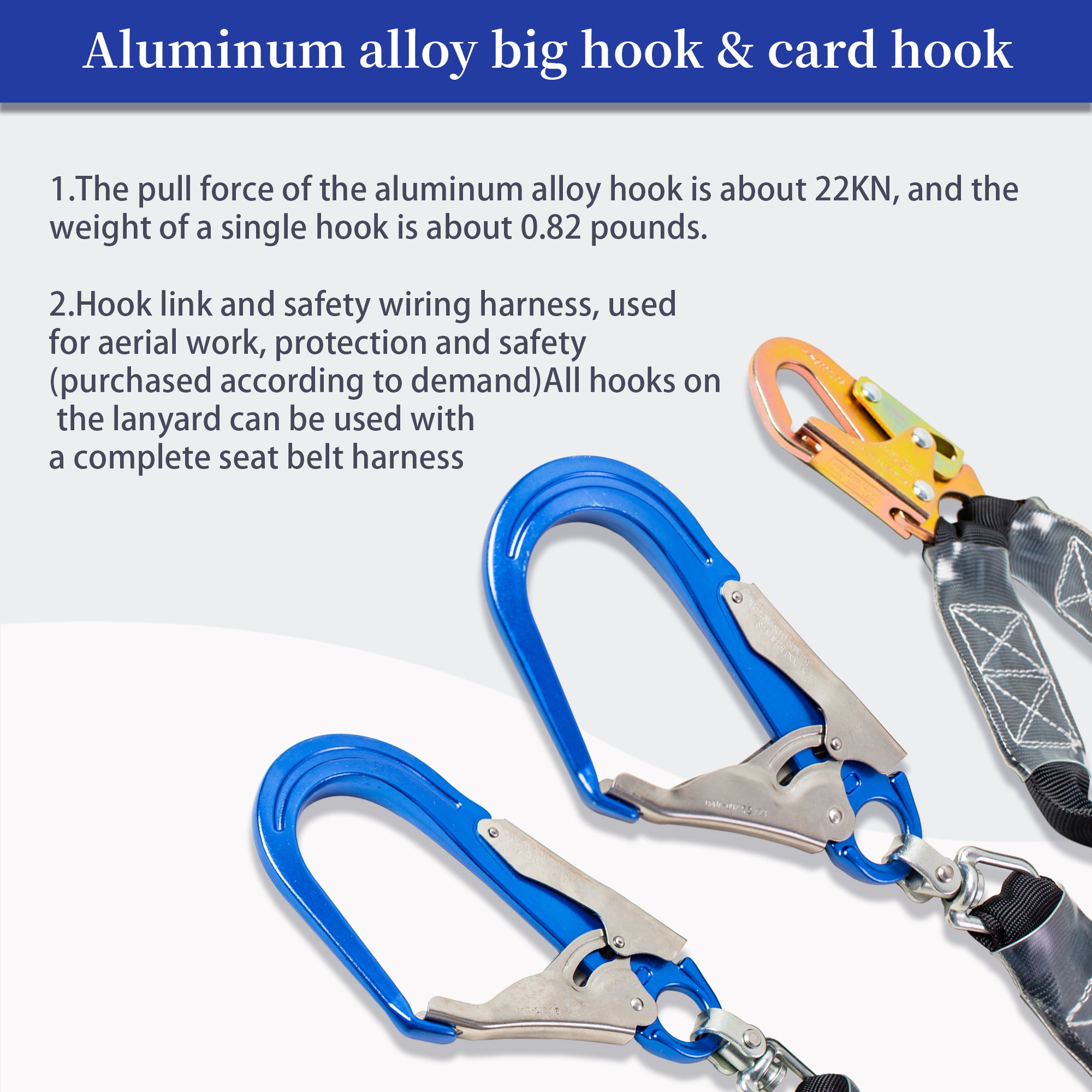 6ft Twin Leg Energy Absorbing Lanyards for Fall Protection, Fall Arrest Safety Lanyards