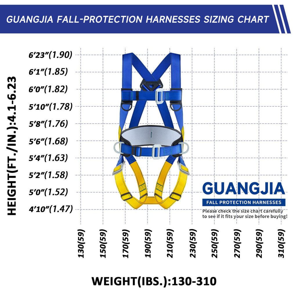 Full Body Work Harness, Universal Full Body Protection with Dorsal D-ring and Mating Buckle Legs