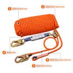 Fall Protection Safety Rope 25ft 50ft 100ft 150ft Life Safety Rope, Vertical Lifeline with Rope Grab, Climbing/Treestand Rope