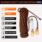 Fall Protection Safety Lanyard Rope, Vertical Lifeline Kit with Grab