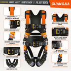 Safety Harness Fall Protection Kit with Shock Absorbing Lanyard, Full Body Working Harness with Safety Straps and Upgraded Quick Buckles (Orange)