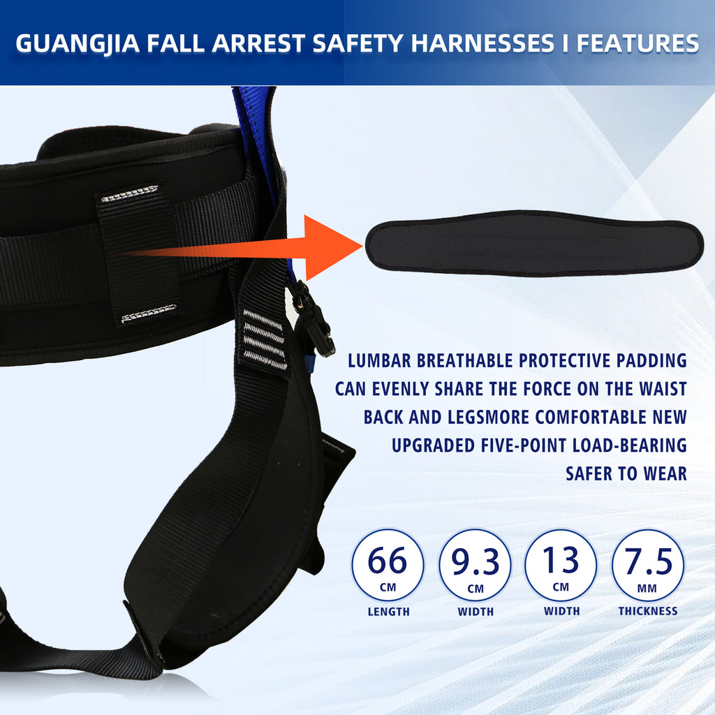 Safety Harness Fall Protection Kit with Shock Absorbing Lanyard & Suspension Trauma Safety Straps Upgrade Quick Buckles, Roofing Harness Construction Harness
