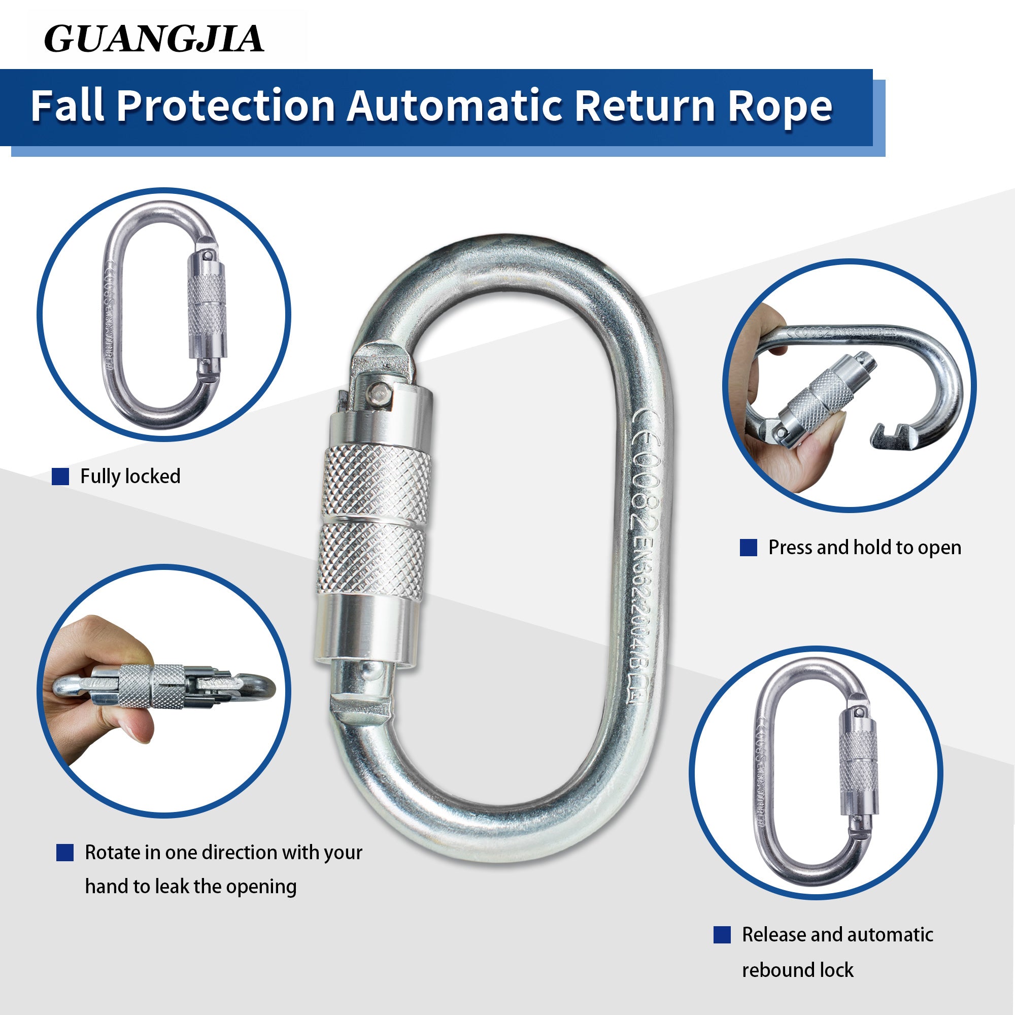 6ft Self Retracting Lifeline Retractable Fall Arrest Construction Roofing/Fall Protection Retractable Safety Lanyard External Shock Absorber Fall Arrest Safety