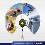 Steel Wire Self Retracting Lifeline, Fall Protection Safety Lanyard, NO Tangle Steel Cable, Class 1 SRL ANSI OSHA Retractable Fall Arrest