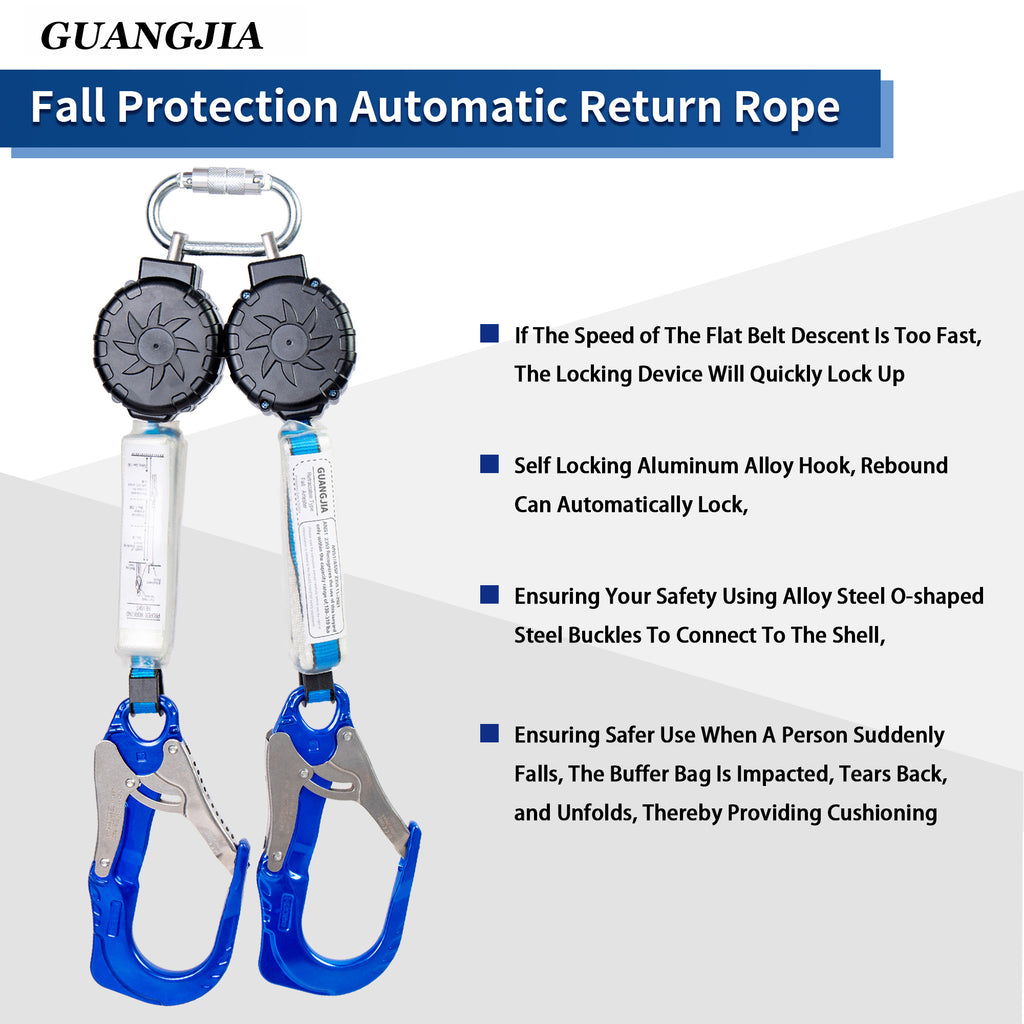 6ft Self Retracting Lifeline Retractable Fall Arrest Construction Roofing/Fall Protection Retractable Safety Lanyard External Shock Absorber Fall Arrest Safety