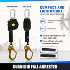 Fall Protection Retractable Lanyard - Fall Arrest System, Industrial Safety Lanyard for Roofing & Construction Positioning, ANSI/OSHA Compliant Lifeline