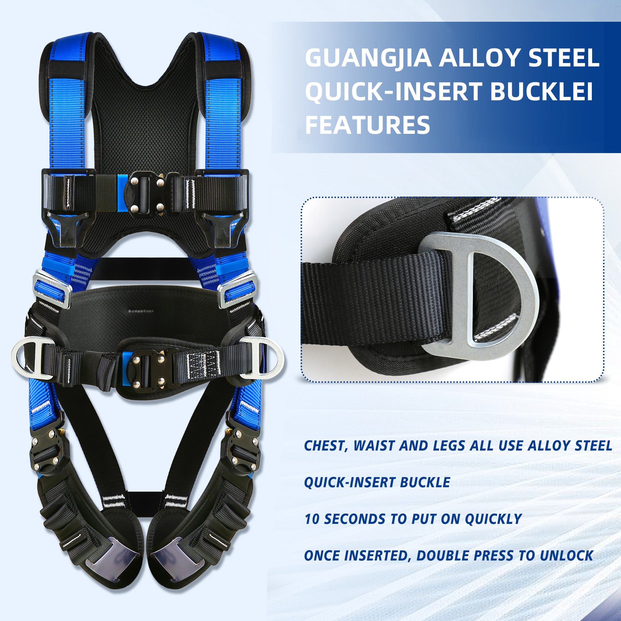 Safety Harness Fall Protection Kit with Shock Absorbing Lanyard & Suspension Trauma Safety Straps Upgrade Quick Buckles, Roofing Harness Construction Harness