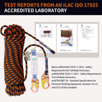 Fall Protection Safety Lanyard Rope, Vertical Lifeline Kit with Grab