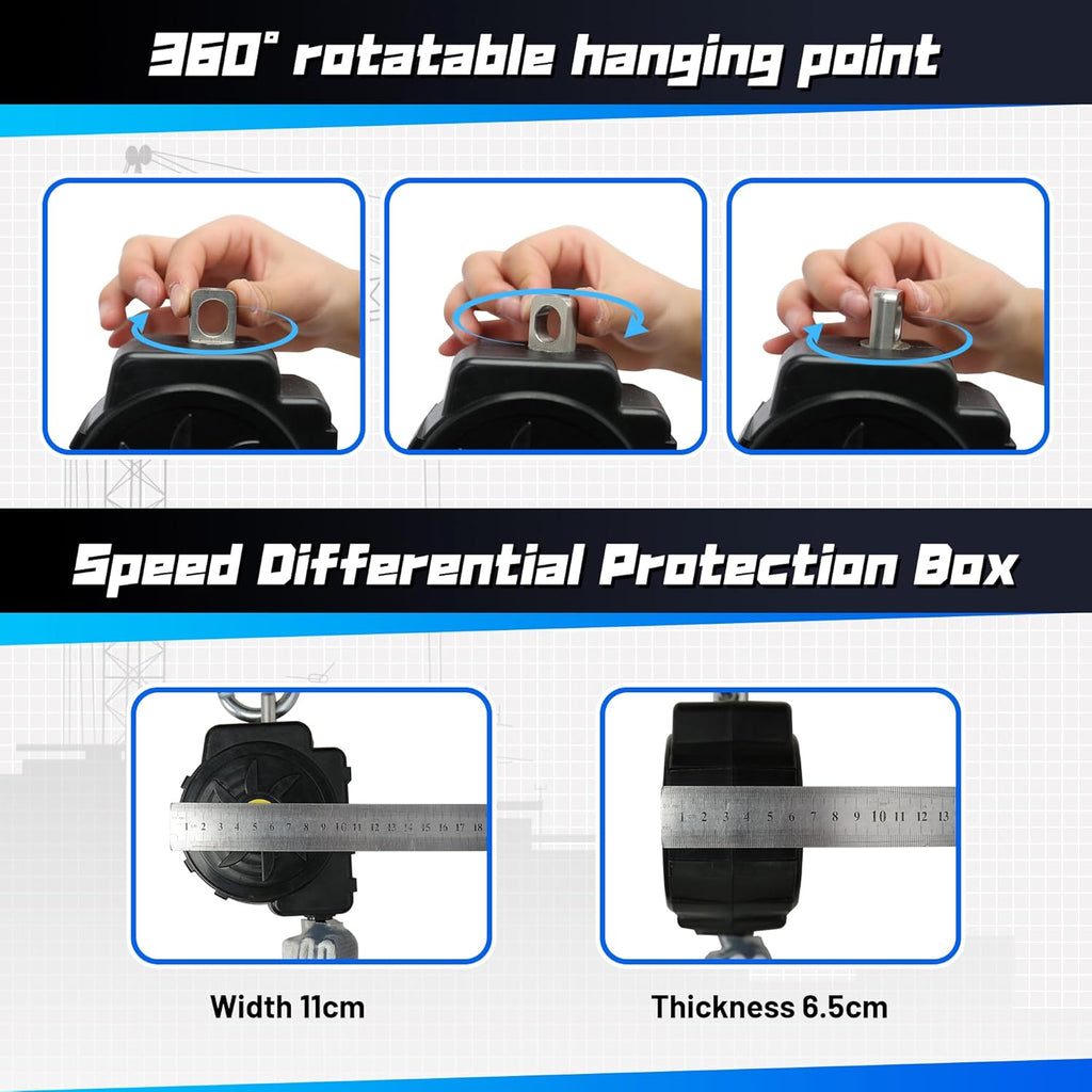 Fall Protection Retractable Lanyard - Fall Arrest System, Industrial Safety Lanyard for Roofing & Construction Positioning, ANSI/OSHA Compliant Lifeline