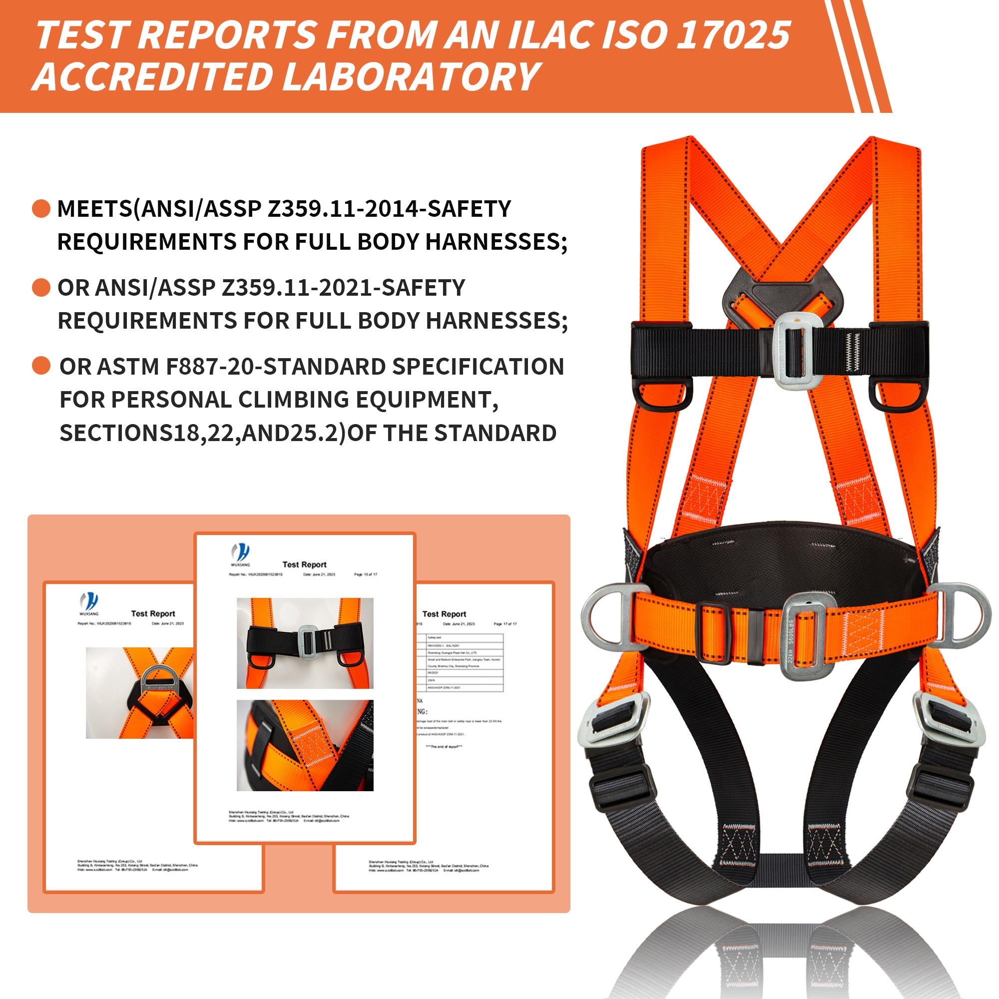 Universal Full Body Fall Protection Safety Harness with Dorsal D-Ring and Mating Buckle Legs, Roofing Harness Construction Harness