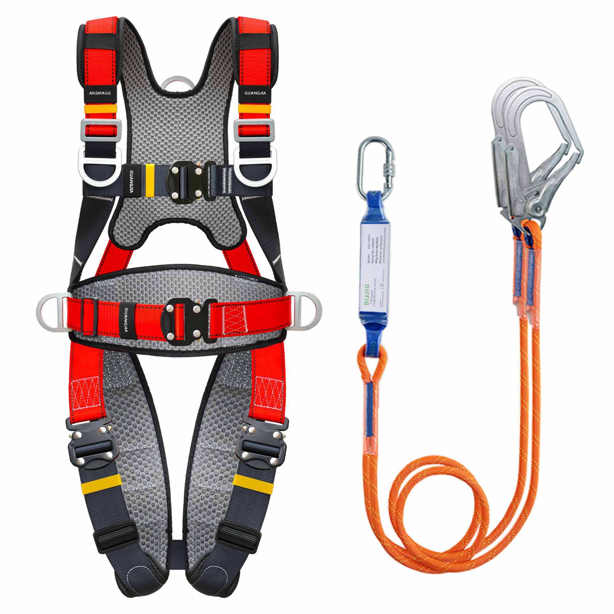 Safety Harness Fall Protection Kit with Shock Absorbing Lanyard & Suspension Trauma Safety Straps Upgrade Quick Buckles, Roofing Harness Construction Harness