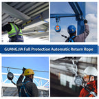 6ft Self Retracting Lifeline Retractable Fall Arrest Construction Roofing/Fall Protection Retractable Safety Lanyard External Shock Absorber Fall Arrest Safety